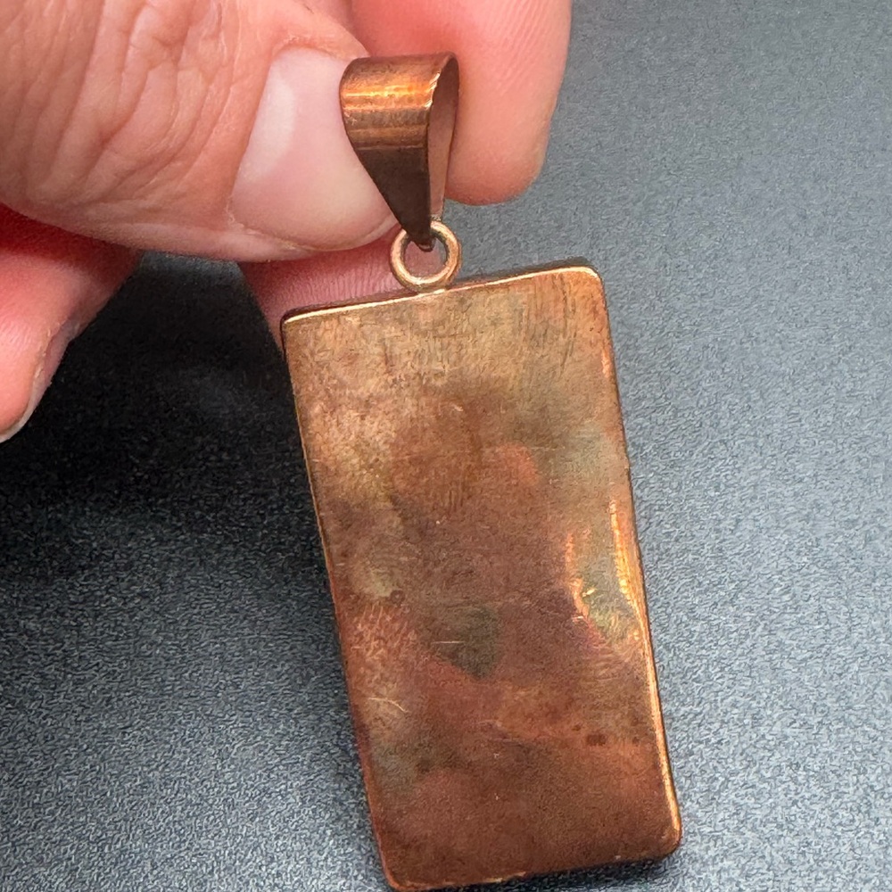 Copper Labradorite Rectangular Pendant - Blue Gre… - image 3